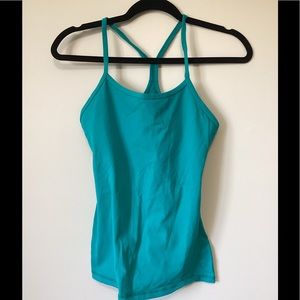 Teal lululemon power y tank top